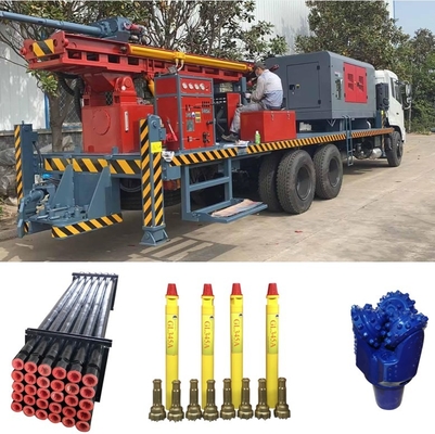 Gl300at 6x4 Water Well Drill Rig Borehole Truck ติดตั้ง Dth พร้อมเครื่องอัดอากาศ